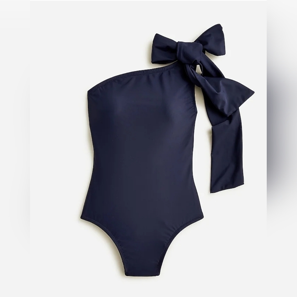 J. Crew Bow One Shoulder One Piece Swimsuit